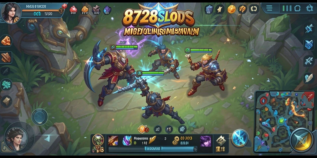 Tangkapan layar 8728SLOTS menampilkan aksi seru dalam pertempuran MOBA.