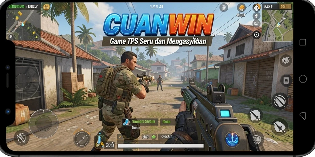 Screenshot gameplay <strong>CUANWIN</strong> yang menegangkan di arena TPS.