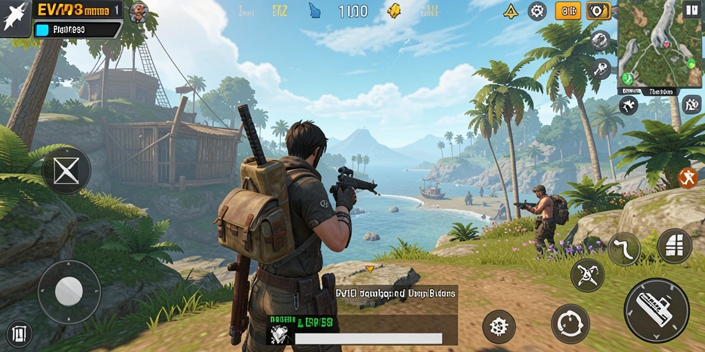 Tangkapan layar gameplay EVIP3 menampilkan eksplorasi dunia terbuka yang luas.