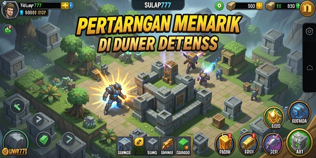 Tangkapan layar SULAP777 menampilkan aksi seru dalam permainan Tower Defense.