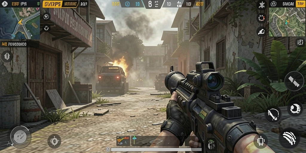 Screenshot menampilkan aksi menegangkan dalam gameplay TPS SVIP5.